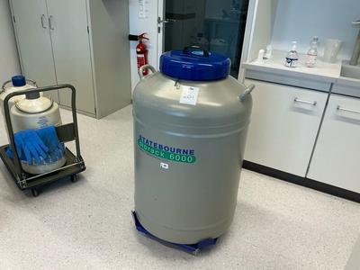 Overview picture of Statebourne biorack 6000 liquid nitrogen cryogenic storage tank